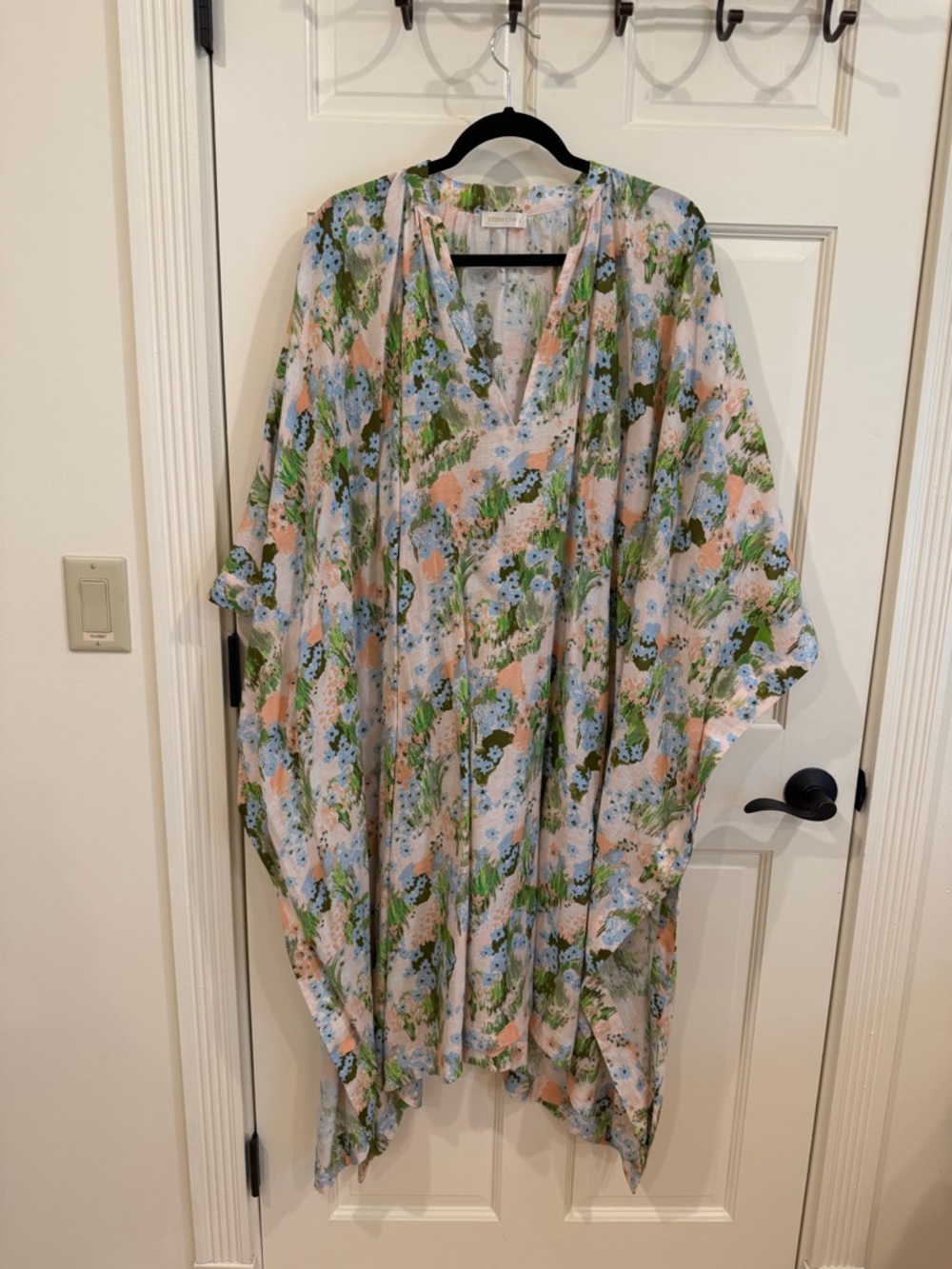 STINE GOYA Floral Midi Dress in Pastel Blue, Green & Peach